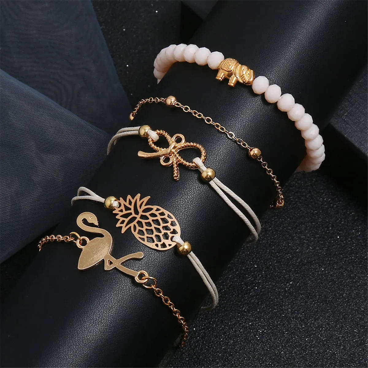 Acrylic & Polyster 18K Gold-Plated Beach Bracelet Set