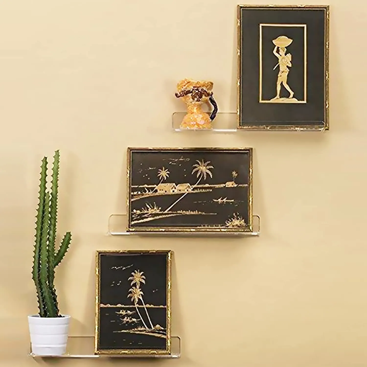 Acrylic Floating Shelves, 1 Pack of two 36 inches Invisible Acrylic Floating Wall Ledge Shelf, Wall Mounted Nursery Kids Bookshelf, Spice Rack, Bathroom Storage Shelves for Cosmetics, Photos, Books, Spice