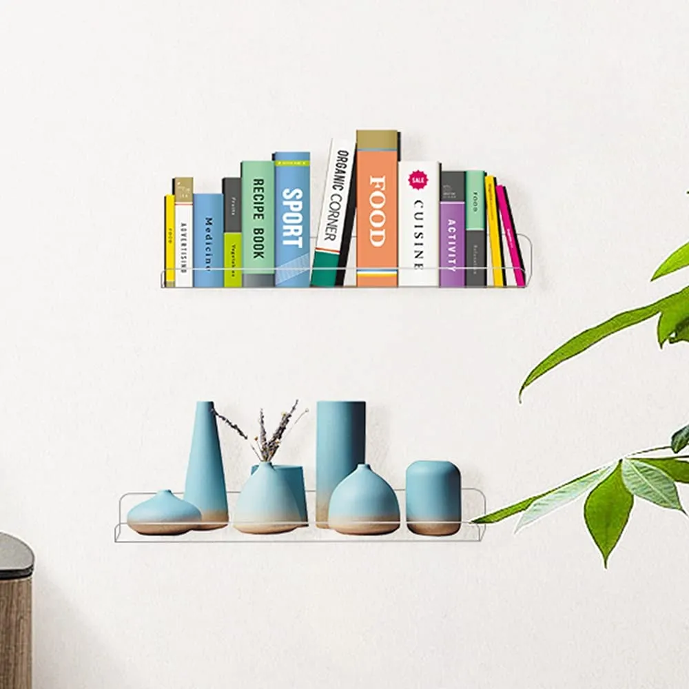 Acrylic Floating Shelves, 1 Pack of two 36 inches Invisible Acrylic Floating Wall Ledge Shelf, Wall Mounted Nursery Kids Bookshelf, Spice Rack, Bathroom Storage Shelves for Cosmetics, Photos, Books, Spice