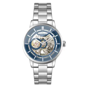 Alfred Sung Automatic III Blue Skeleton Dial Silver Bracelet Men's watch