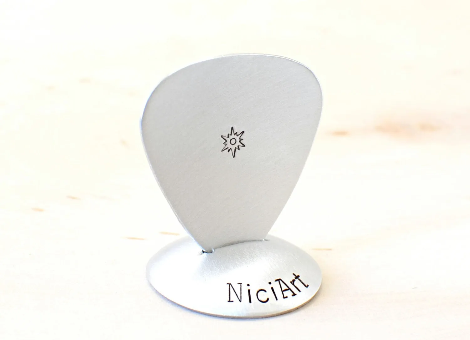 Aluminum Guitar Pick with Sun Design