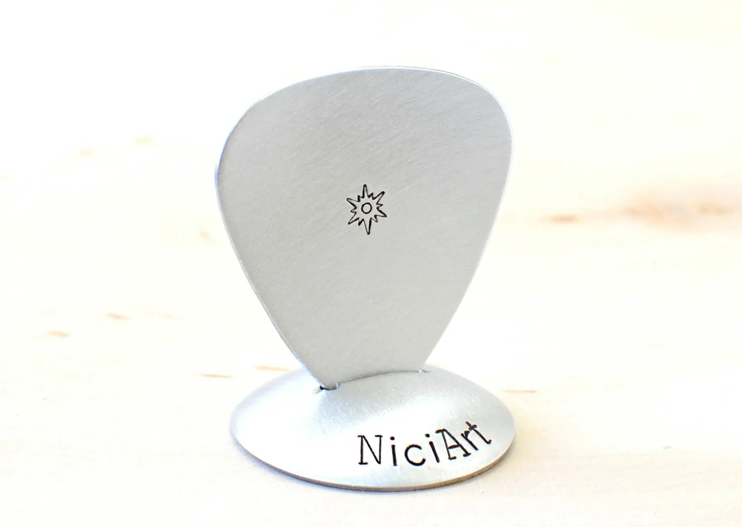 Aluminum Guitar Pick with Sun Design