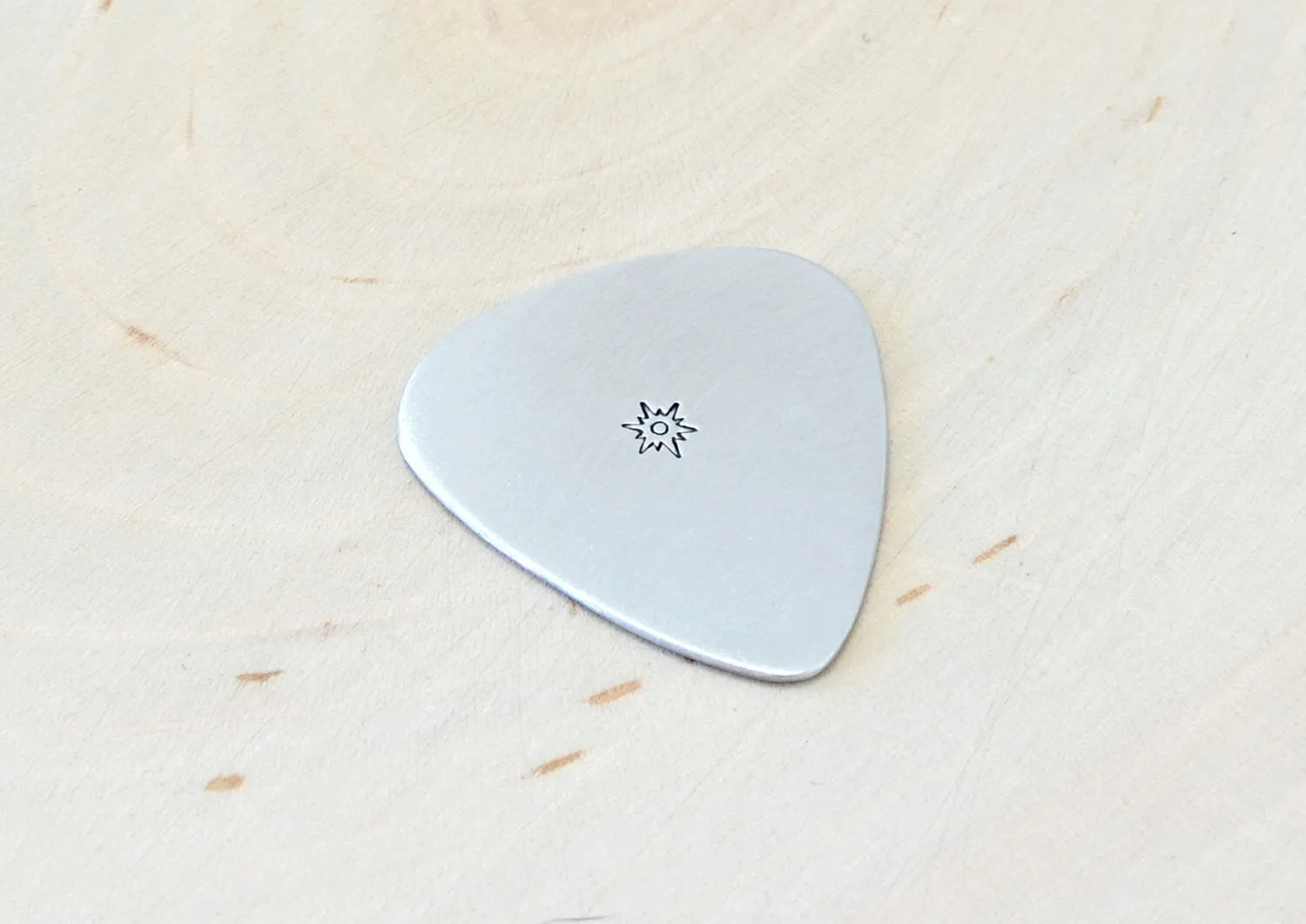 Aluminum Guitar Pick with Sun Design