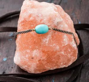 American Turquoise, Sterling Silver Chain Nugget Bracelet