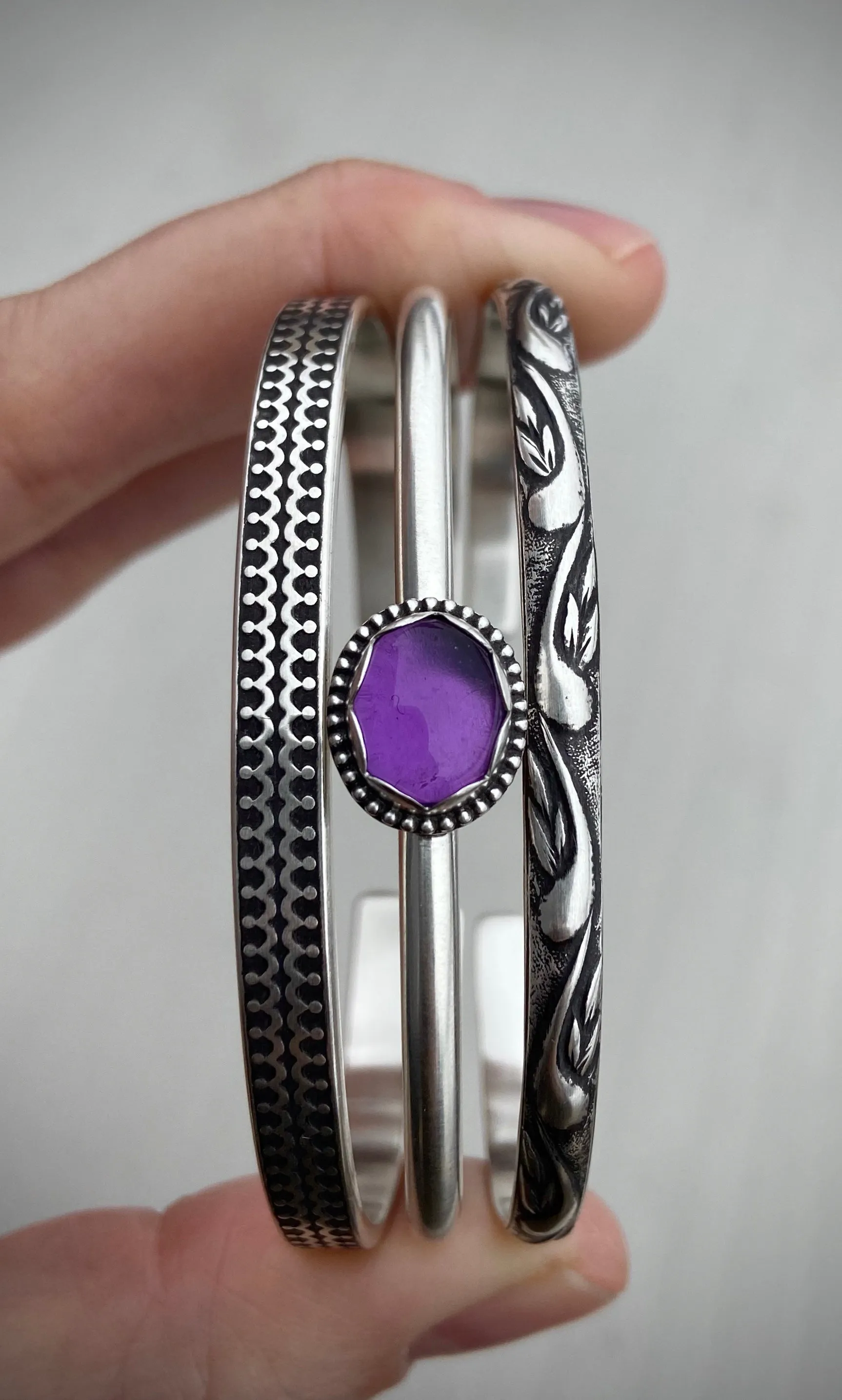 Amethyst Stacker Cuff Set