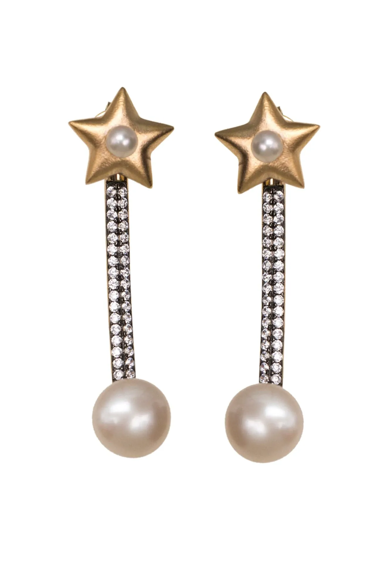 Ammanii The Pearl And The Star Jacket Earrings Vermeil Gold