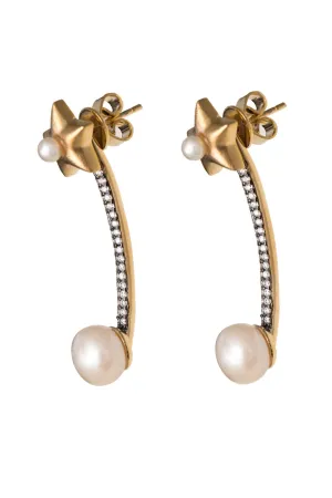 Ammanii The Pearl And The Star Jacket Earrings Vermeil Gold