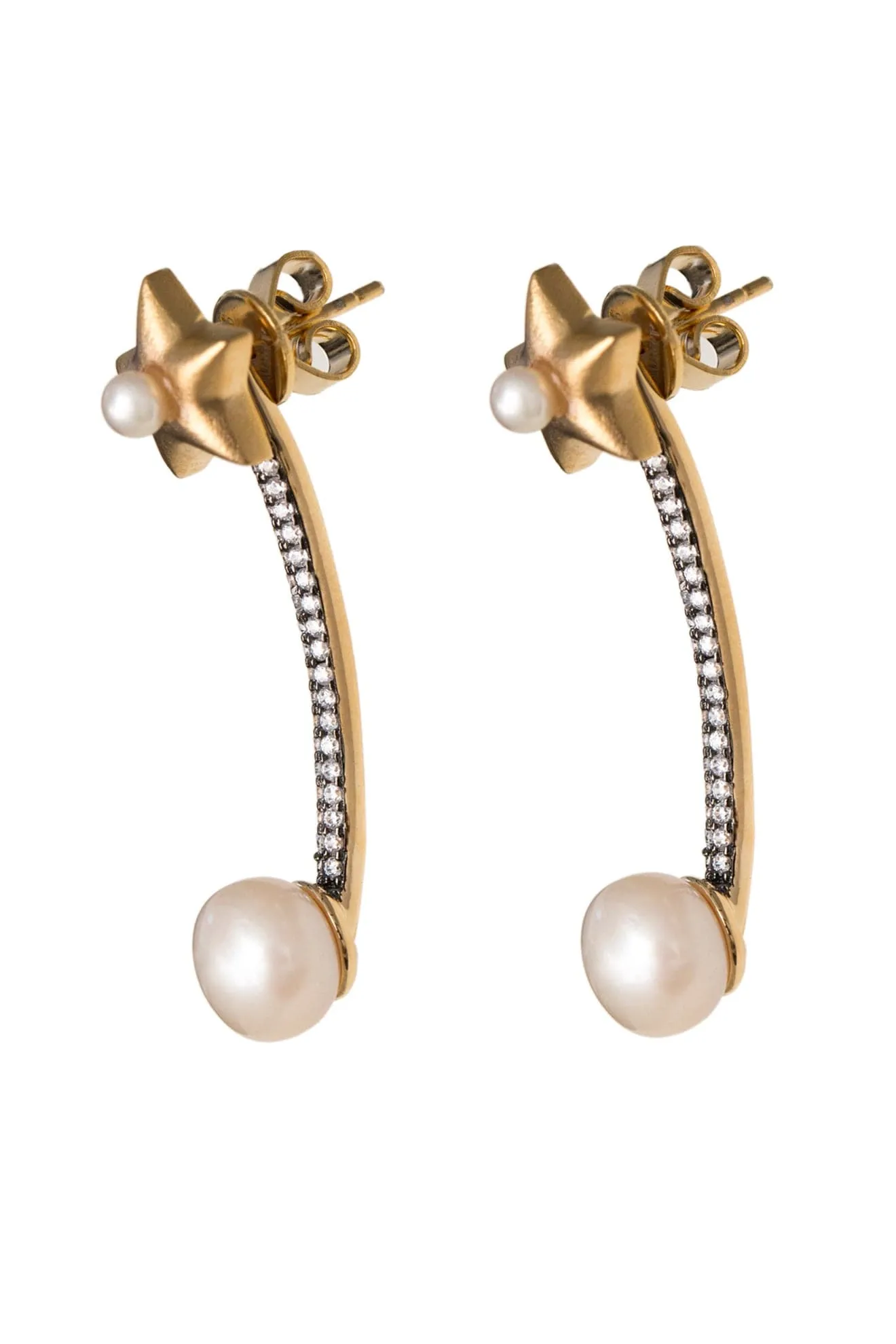 Ammanii The Pearl And The Star Jacket Earrings Vermeil Gold