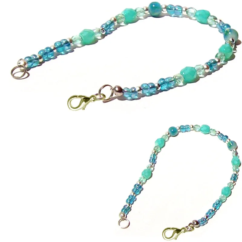 Artisan silver bracelet green blue bicone oval round rondelle spacer lobster clasp U PICK