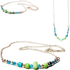 Artisan silver bracelet green blue bicone oval round rondelle spacer lobster clasp U PICK
