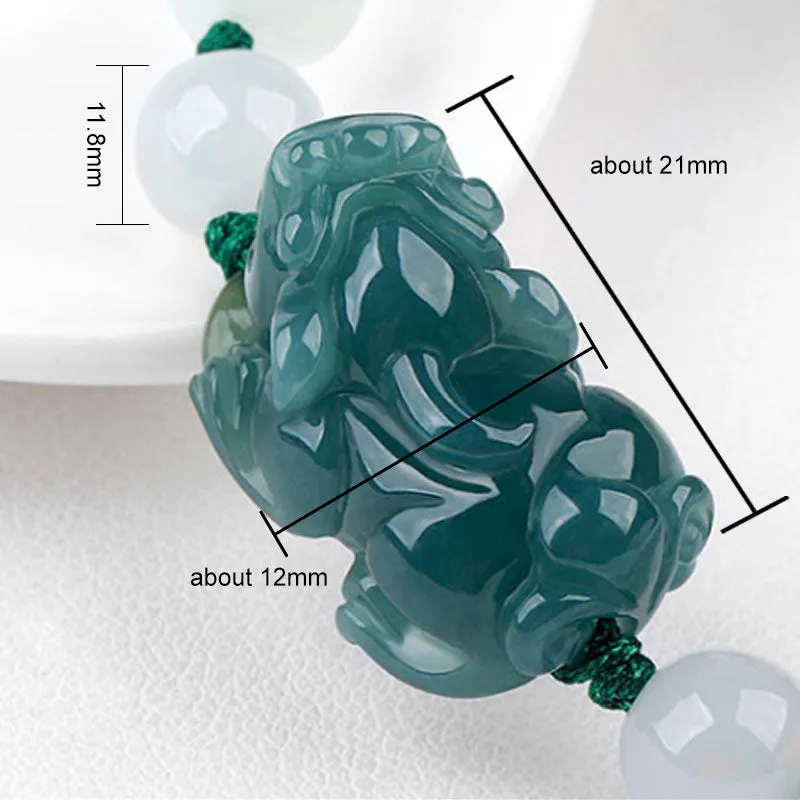 Authentic and natural Ice Jade Pixiu Adjustable Bracelet for Men and Women