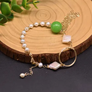 Baroque Natural Freshwater Pearl Beryl Bracelet Women Fashion Beautiful Jewelry