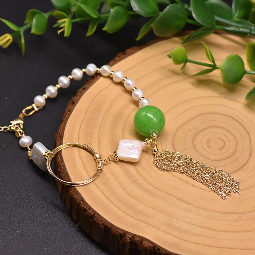 Baroque Natural Freshwater Pearl Beryl Bracelet Women Fashion Beautiful Jewelry