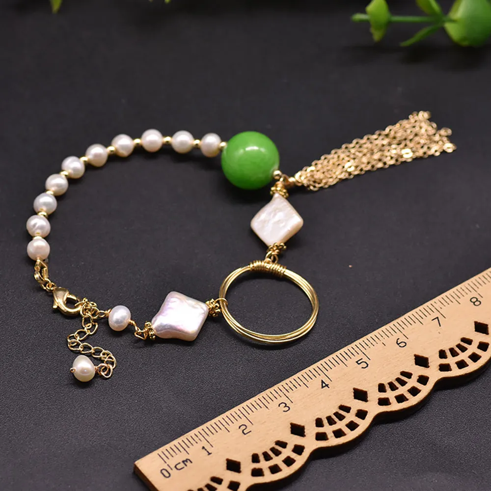 Baroque Natural Freshwater Pearl Beryl Bracelet Women Fashion Beautiful Jewelry