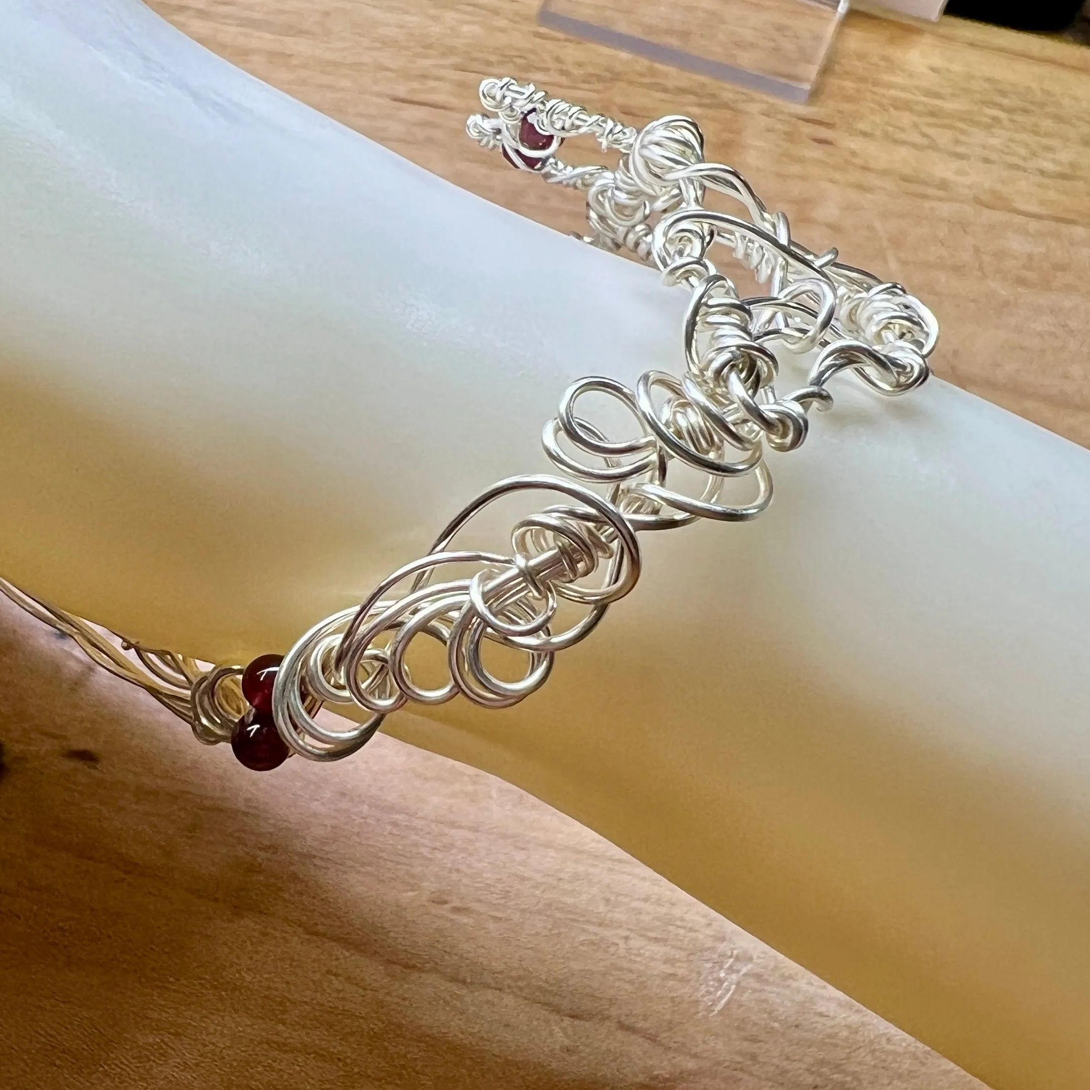 Bat Bracelet - garnets