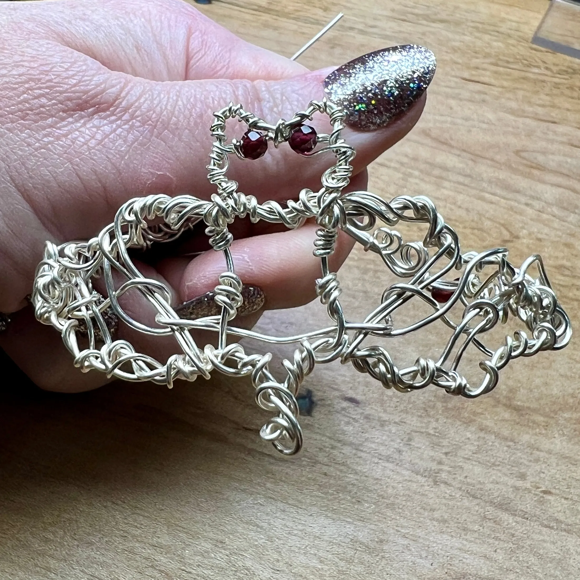 Bat Bracelet - garnets