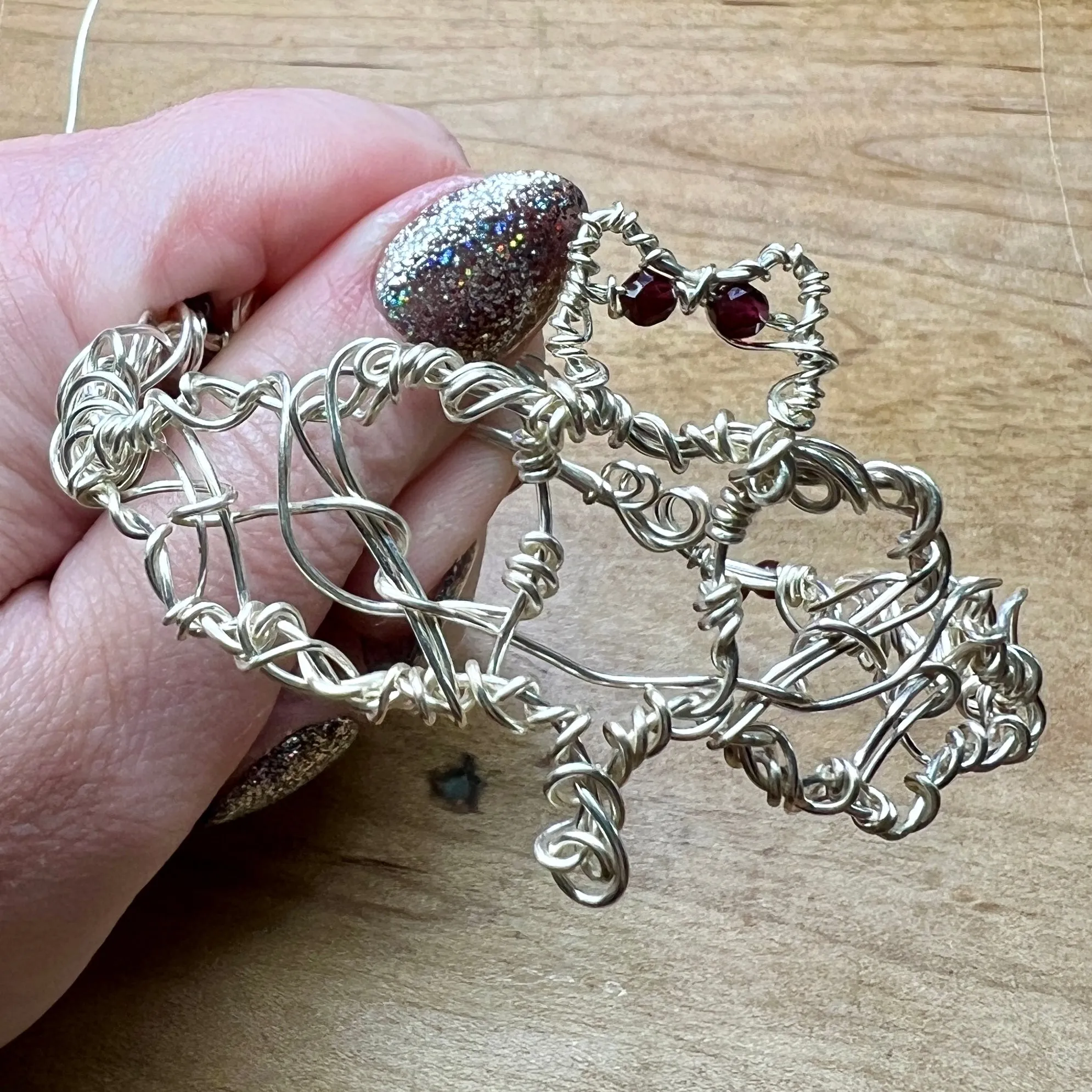 Bat Bracelet - garnets