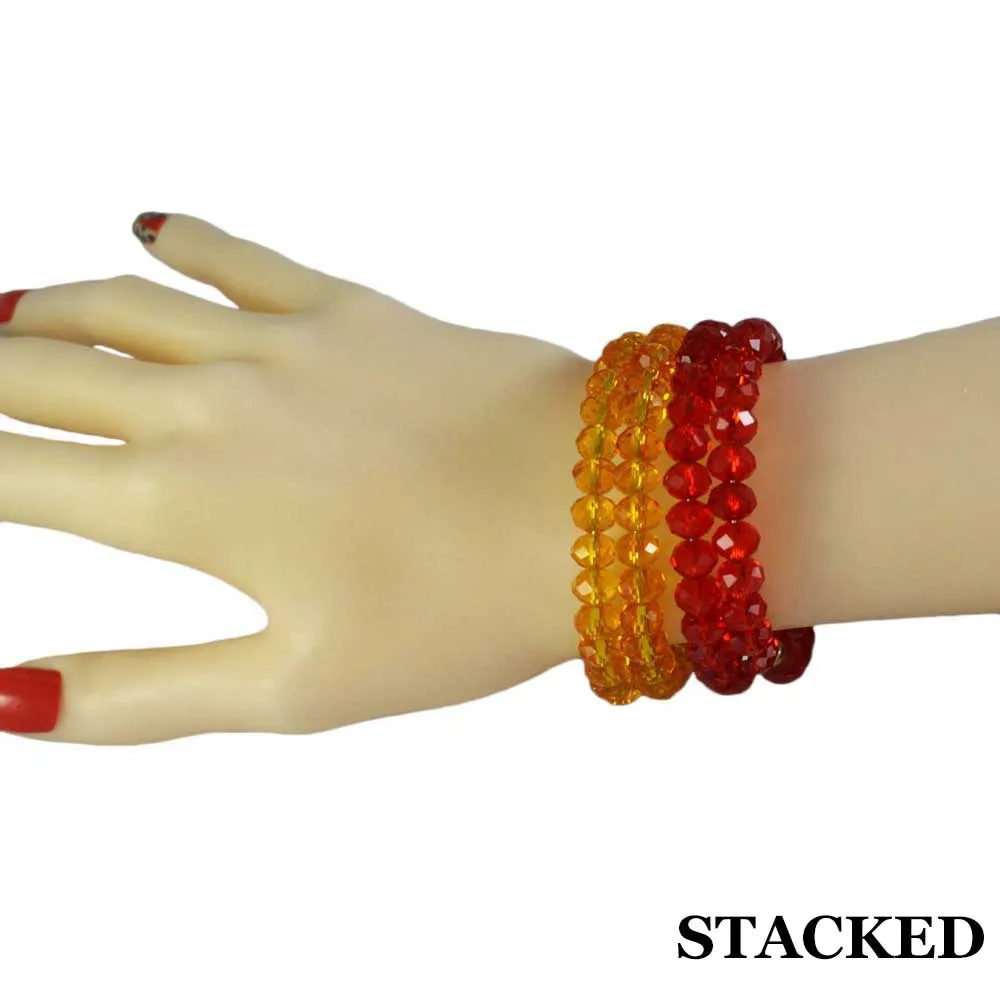 Beaded Red Wrap Bracelet with Gold Ball - BG401R