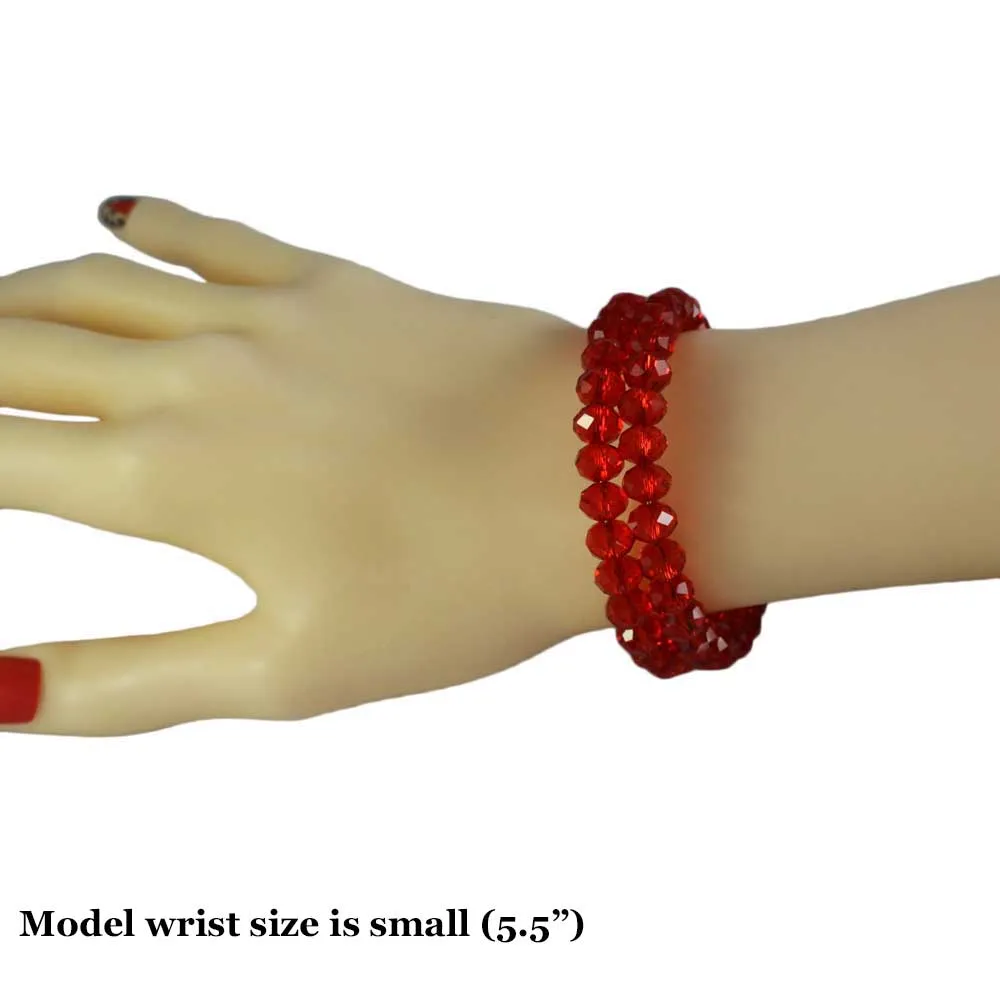 Beaded Red Wrap Bracelet with Gold Ball - BG401R