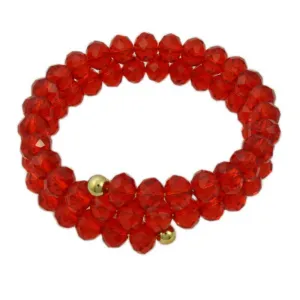 Beaded Red Wrap Bracelet with Gold Ball - BG401R