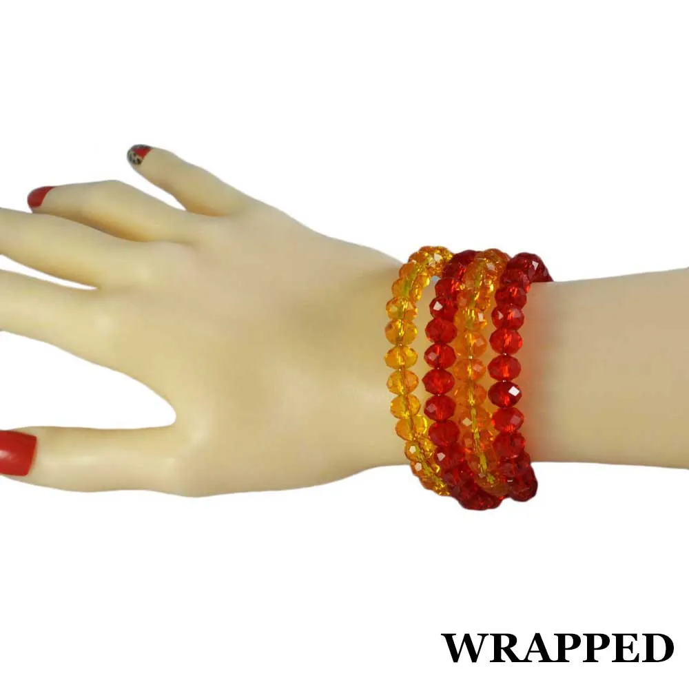 Beaded Red Wrap Bracelet with Gold Ball - BG401R