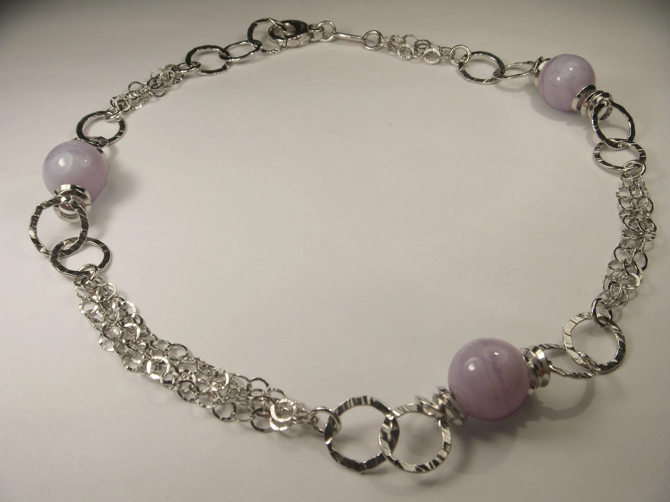 Beautiful Sterling 925 Silver Purple Agate Bracelet