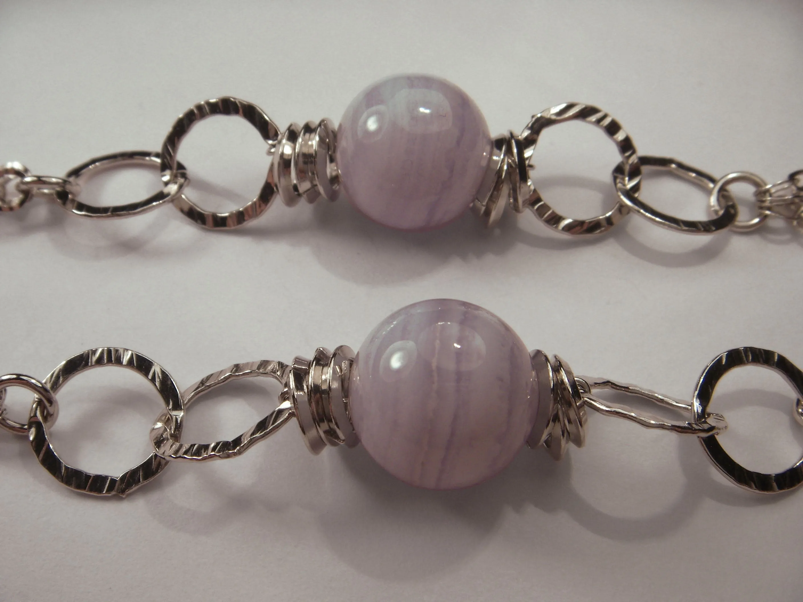 Beautiful Sterling 925 Silver Purple Agate Bracelet