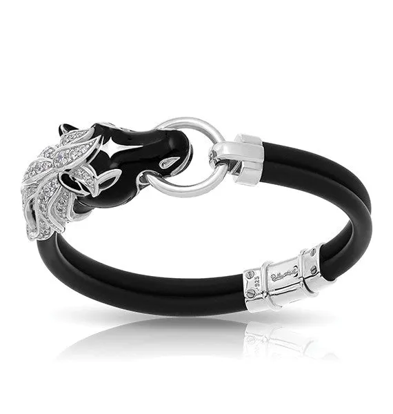 Belle e'toile Sterling Silver Cheval Black Horse Bangle, Medium (90625)