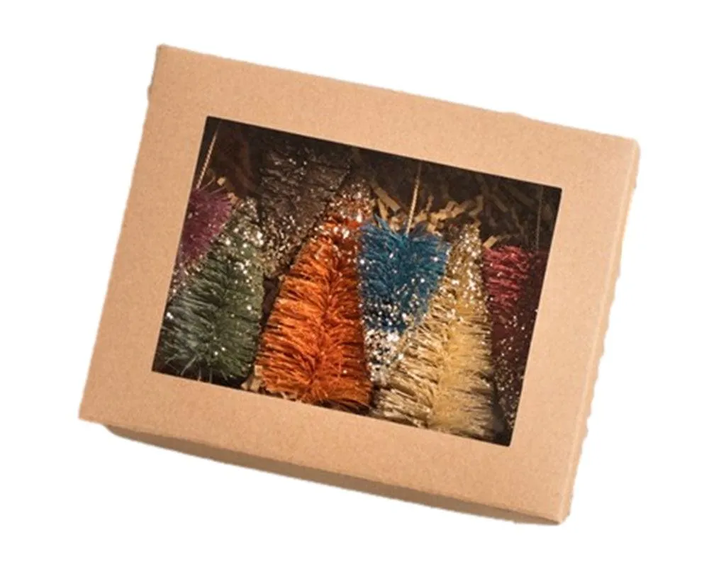 Bethany Lowe Autumn Colors Tabletop Bottle Brush Trees Set of 7