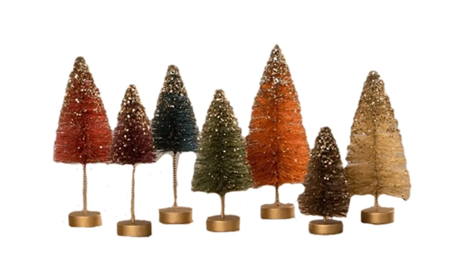 Bethany Lowe Autumn Colors Tabletop Bottle Brush Trees Set of 7