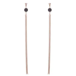 Black Acrylic & 18K Rose Gold-Plated Long Tassel Drop Earrings