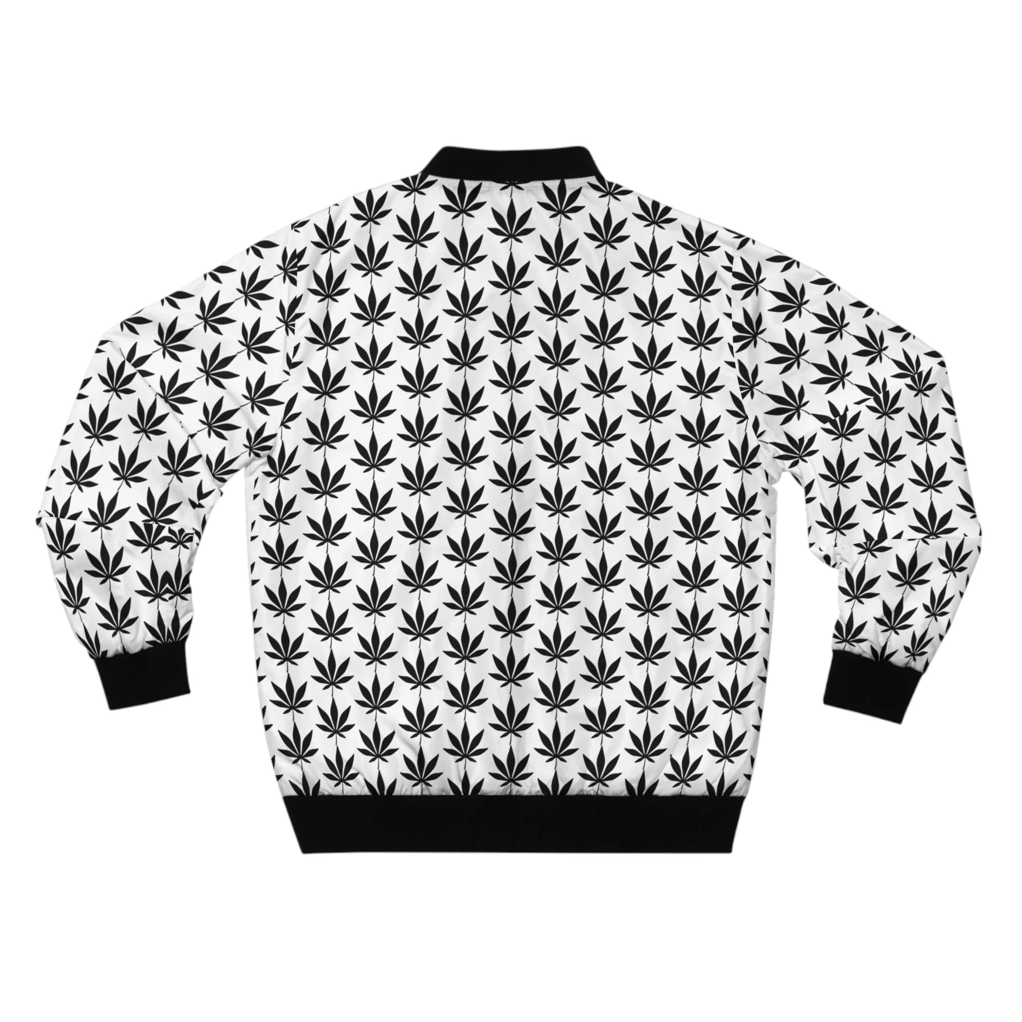 Black And White Cannabis Leaf Bomber Jacket