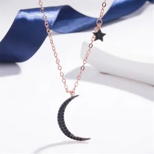 Black Cubic Zirconia & 18K Rose Gold-Plated Pendant Necklace