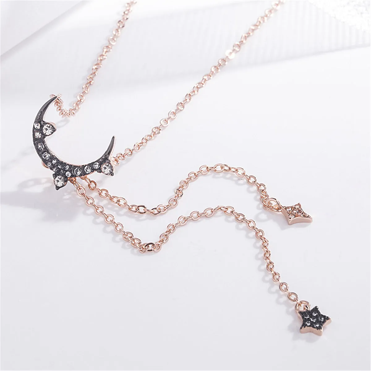 Black Cubic Zirconia & 18K Rose Gold-Plated Pendant Necklace