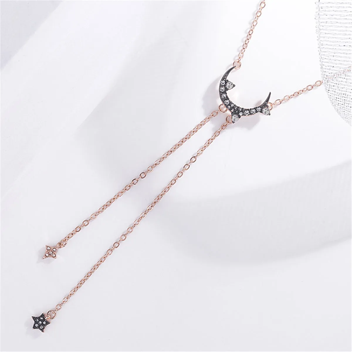 Black Cubic Zirconia & 18K Rose Gold-Plated Pendant Necklace