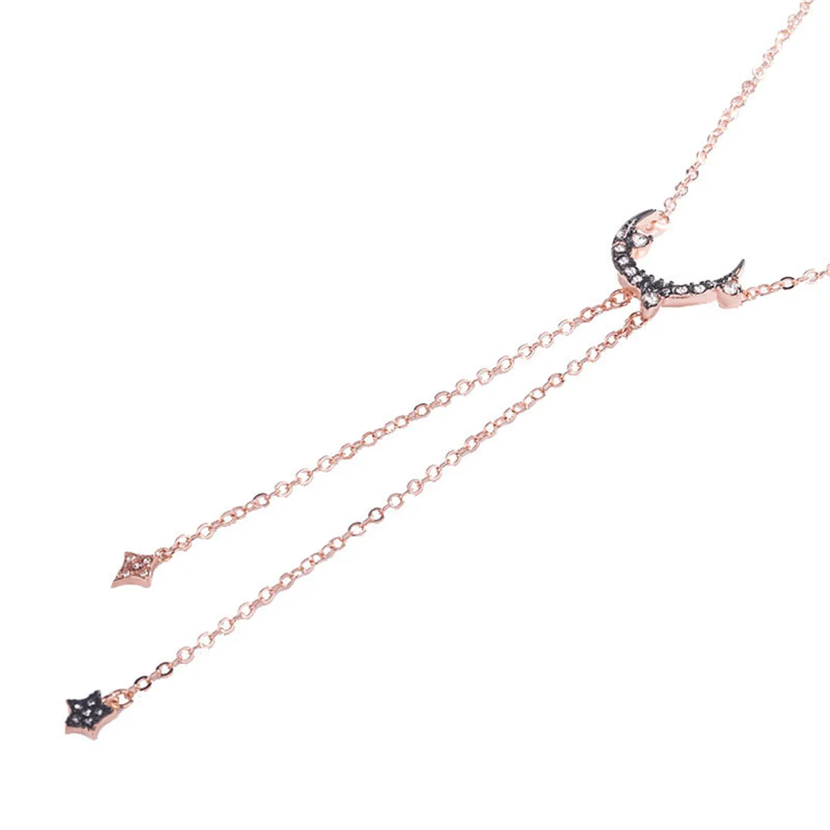 Black Cubic Zirconia & 18K Rose Gold-Plated Pendant Necklace