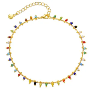 Blue & Red Howlite 18K Gold-Plated Anklet