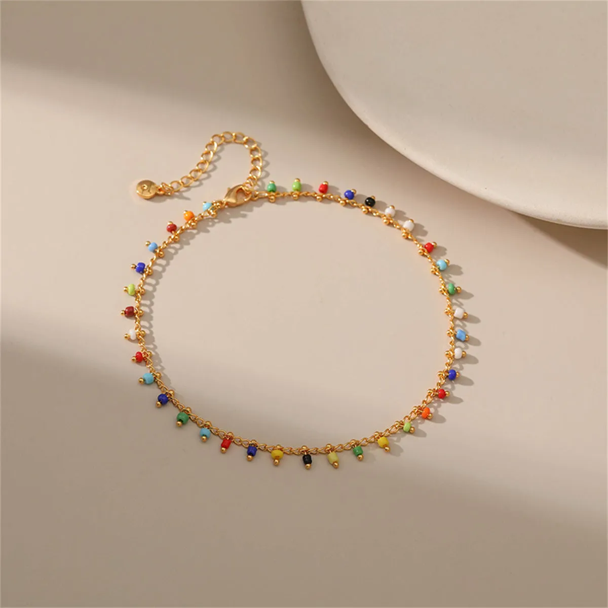Blue & Red Howlite 18K Gold-Plated Anklet