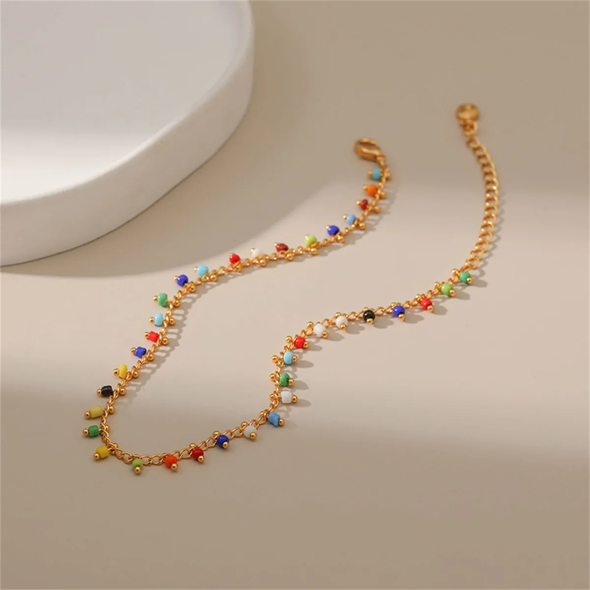 Blue & Red Howlite 18K Gold-Plated Anklet