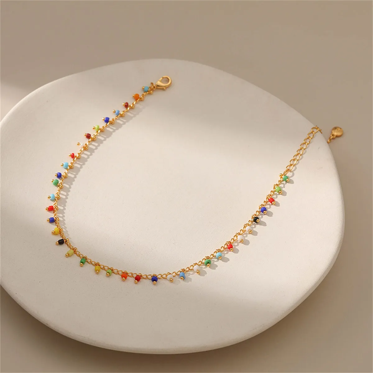 Blue & Red Howlite 18K Gold-Plated Anklet