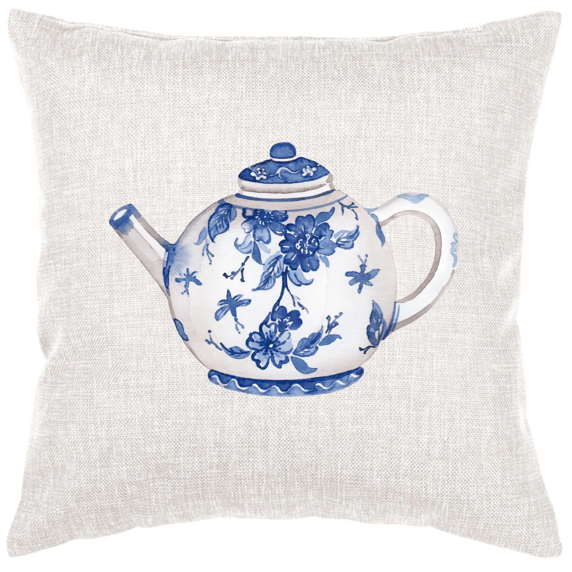 Blue And White Teapot Pillow Cover