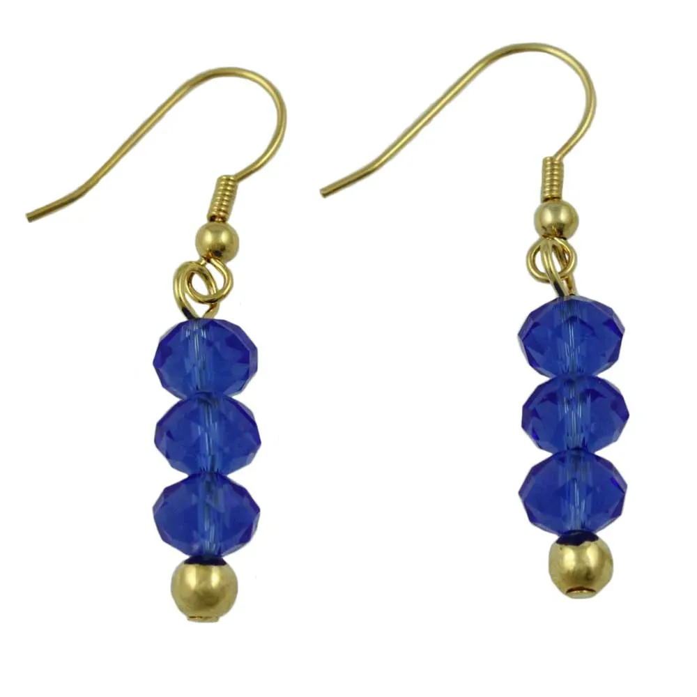 Blue Bead Dangling Fishhook Pierced Earring - BG401BE