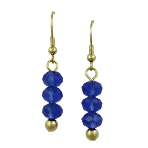 Blue Bead Dangling Fishhook Pierced Earring - BG401BE