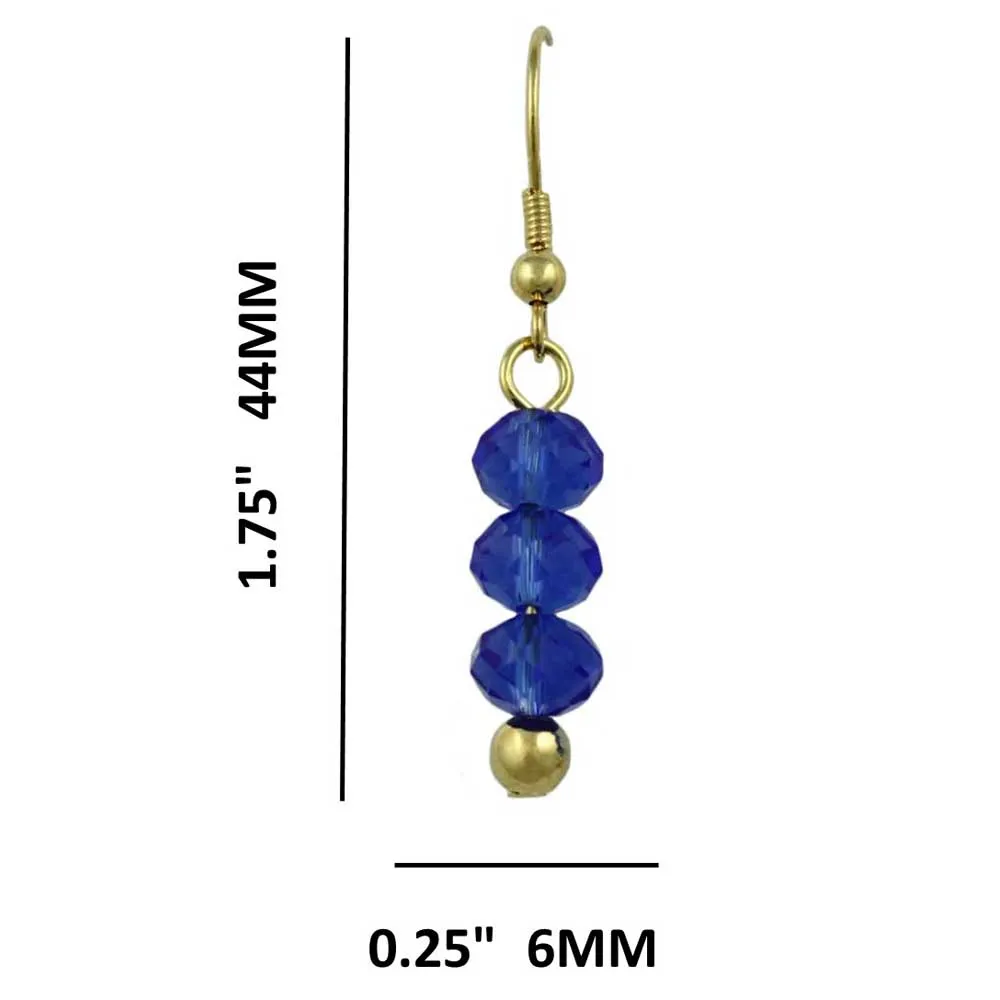 Blue Bead Dangling Fishhook Pierced Earring - BG401BE