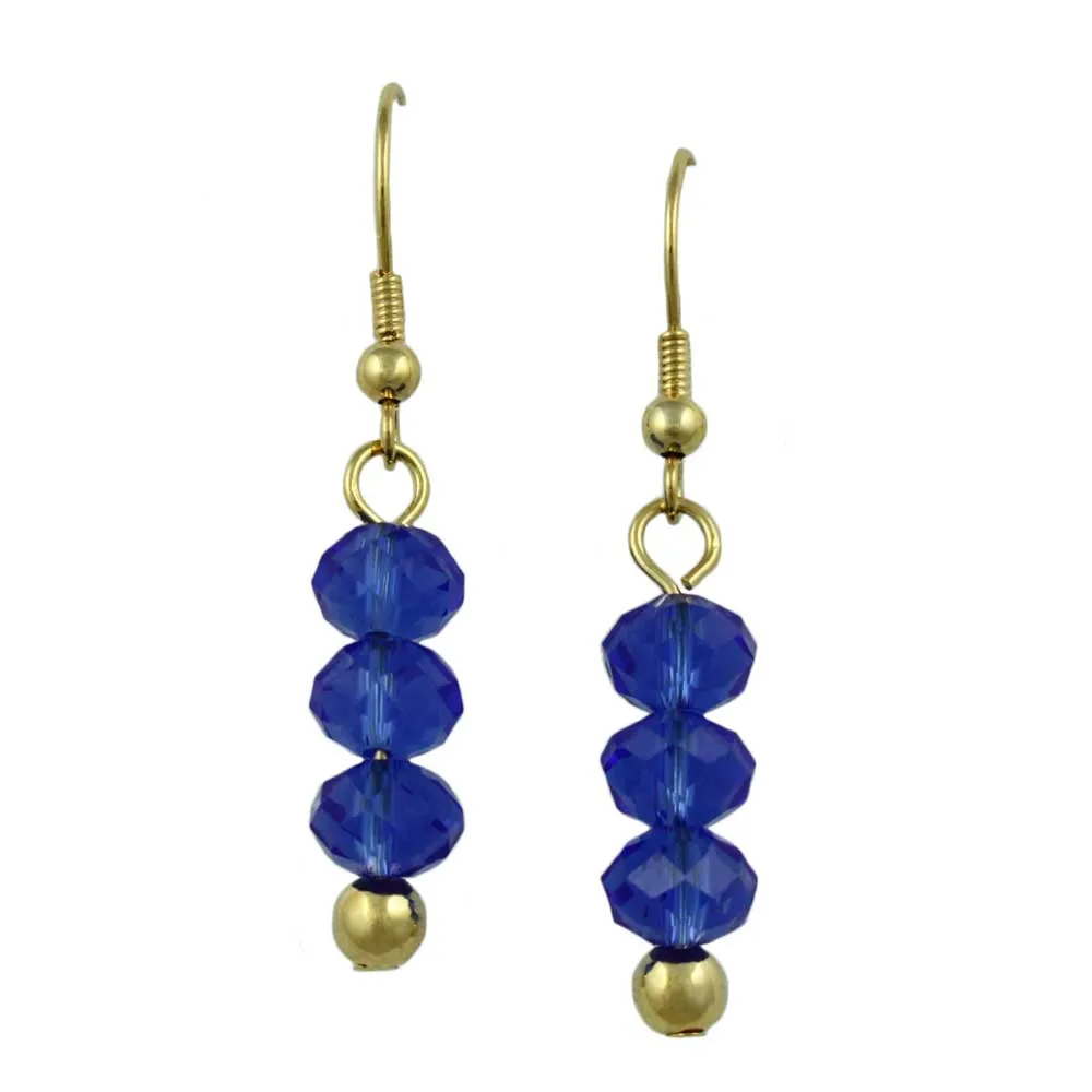 Blue Bead Dangling Fishhook Pierced Earring - BG401BE