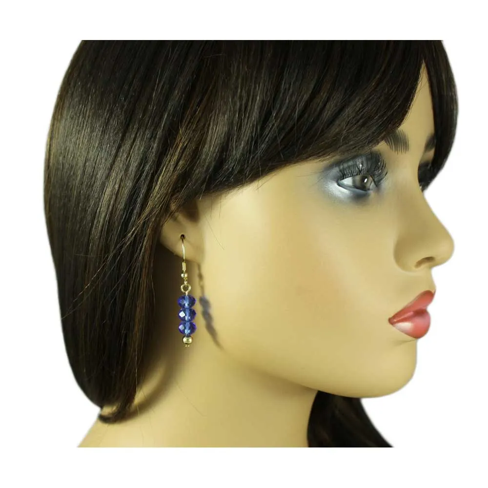 Blue Bead Dangling Fishhook Pierced Earring - BG401BE