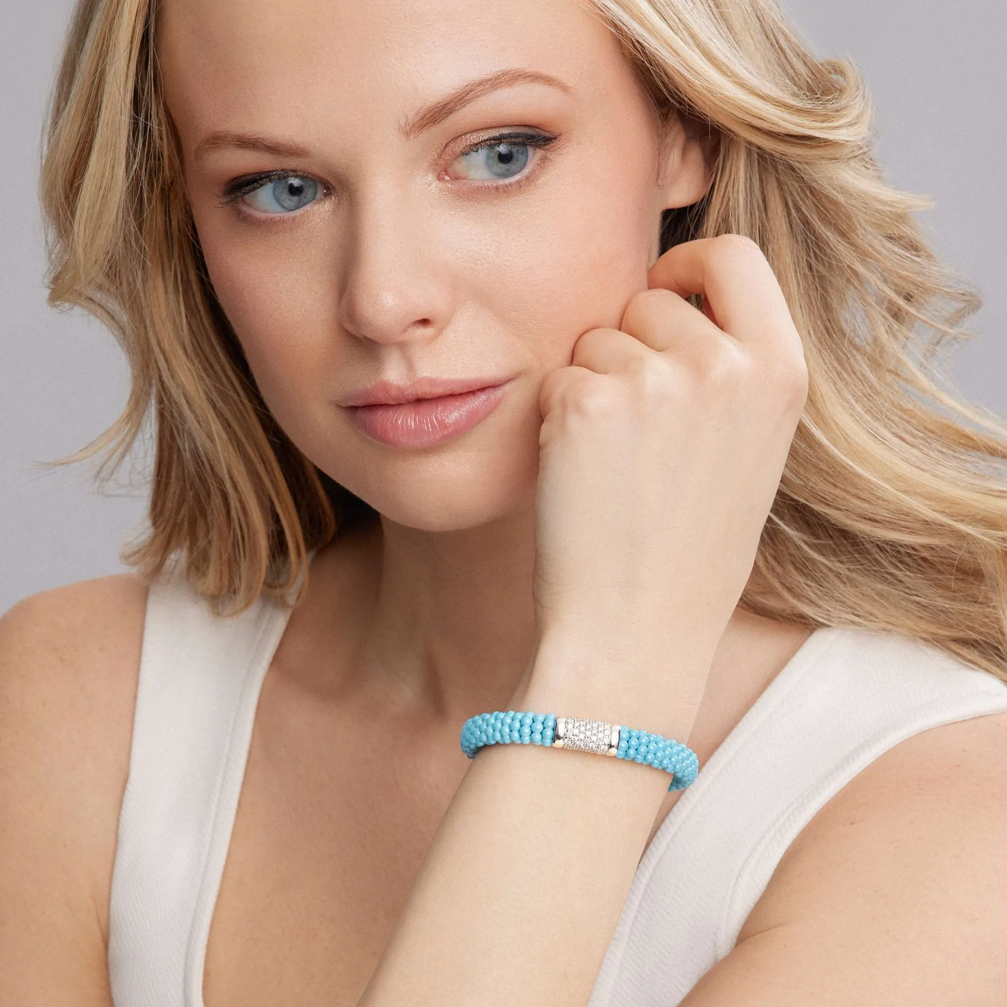 Blue Caviar Single Station Ceramic Diamond Bracelet | 9mm