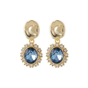 Blue Crystal & Cubic Zirconia 18K Gold-Plated Oval Drop Earrings