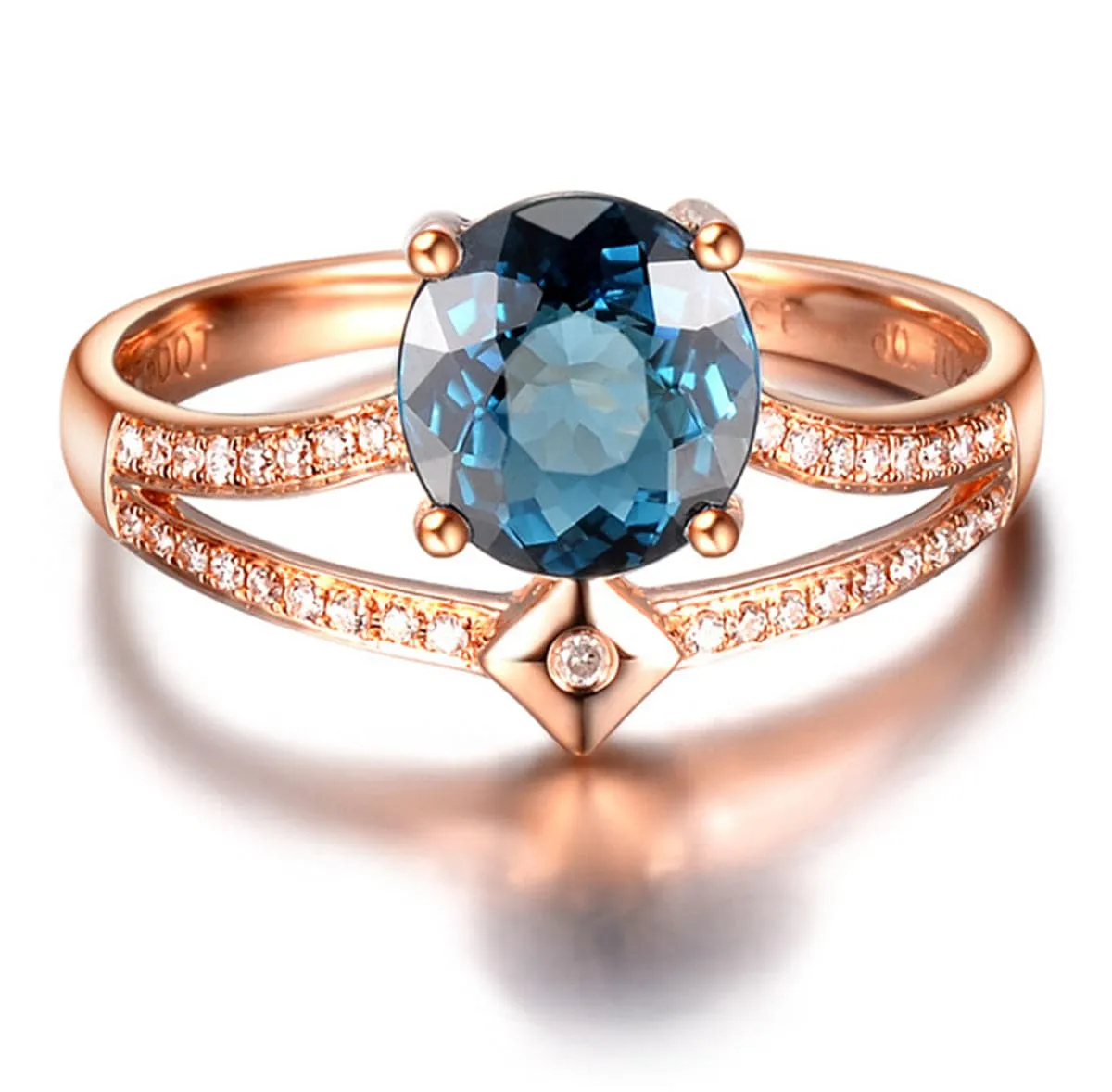Blue Crystal & Cubic Zirconia 18K Rose Gold-Plated Two-Row Round Ring