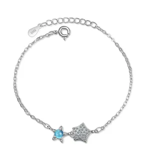 Blue Crystal & Cubic Zirconia Silver-Plated Star Bracelet